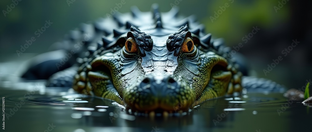 Fototapeta premium A large reptile with a long snout and sharp teeth, native to tropical and subtropical regions