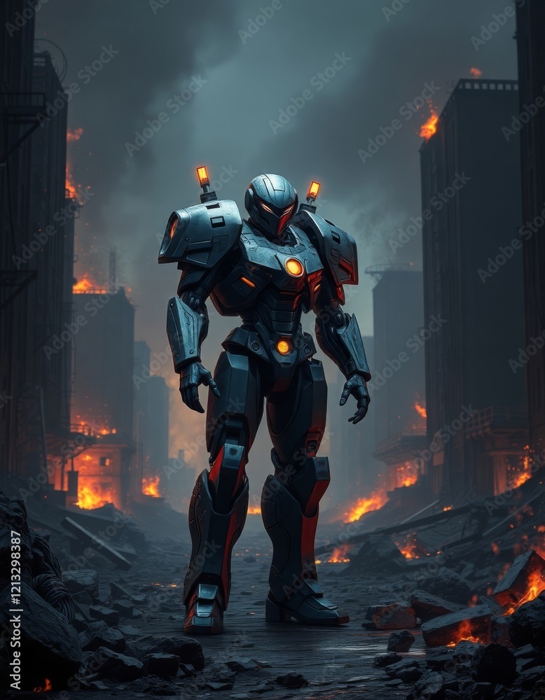 Tactical Combat Robot in Ruins Tactical Combat Robot in Ruins