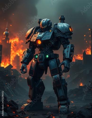 Futuristic Battle Robot in Action