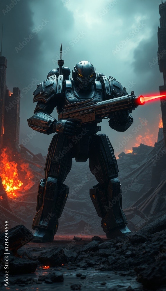 Naklejka premium Tactical Combat Machine in Flames