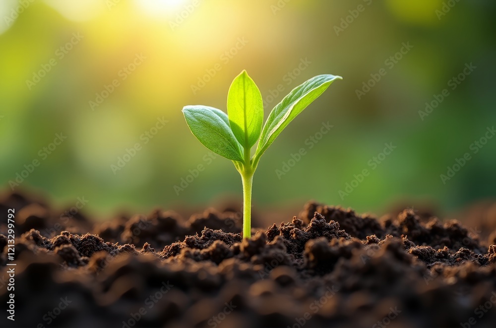 A small plant sprouting from the ground A small plant sprouting from the ground