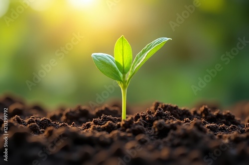 A small plant sprouting from the ground