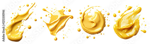 Splashes of Yellow Liquid Isolated on Transparent Background