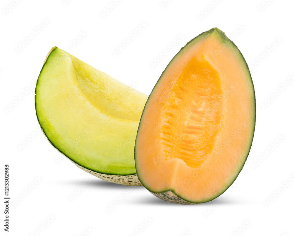 Pieces of Cantaloupe melon isolated on transparent png Pieces of Cantaloupe melon isolated on transparent png