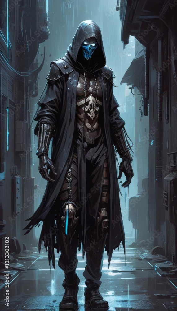Fototapeta premium Futuristic Reaper in a Cyberpunk City
