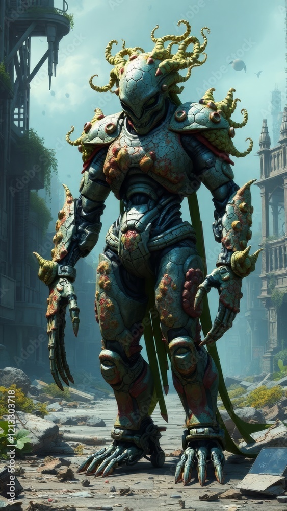 Alien Cyborg in Overgrown Ruins Alien Cyborg in Overgrown Ruins