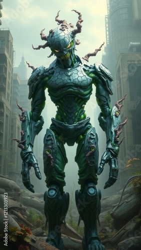 Alien Sentinel in a Post-Apocalyptic Setting