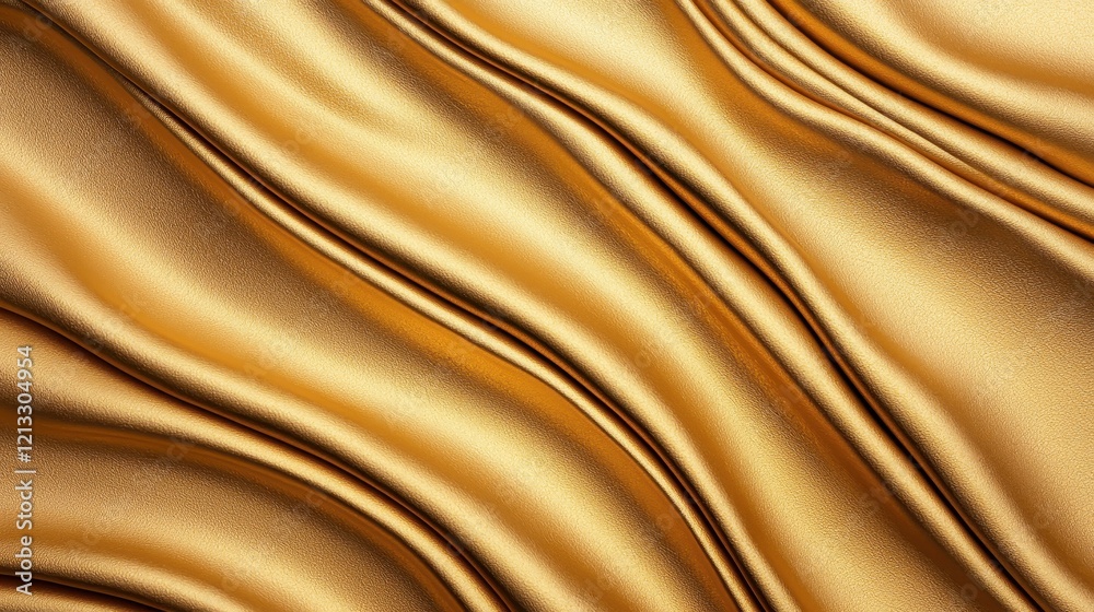 Fototapeta premium Elegant Gold Satin Fabric Texture with Soft Wavy Pattern