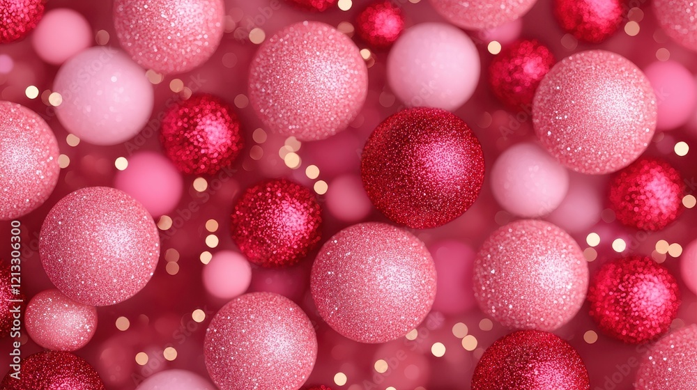 Glittering Pink and Red Orbs on a Soft Background for Celebrations Glittering Pink and Red Orbs on a Soft Background for Celebrations