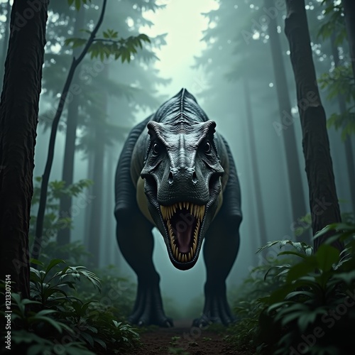 A Tyrannosaurus Rex in the woods photo