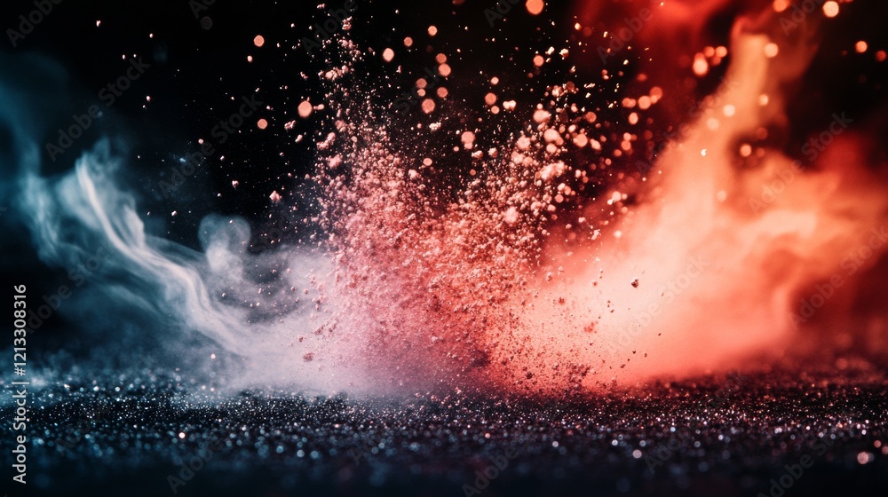 Dynamic red and blue powder explosion Dynamic red and blue powder explosion