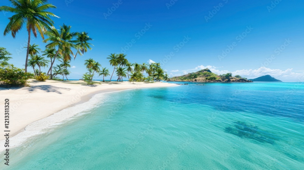 Naklejka premium Tranquil Tropical Beach Scene