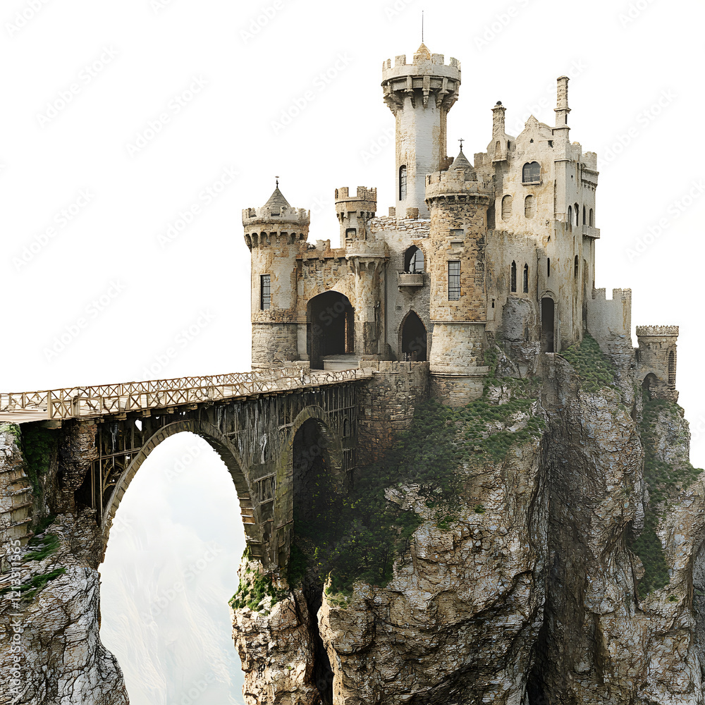 Majestic Mountaintop Castle on a Cliffside Bridge Majestic Mountaintop Castle on a Cliffside Bridge