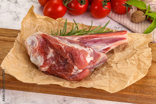 Raw lamb shank for cooking photo