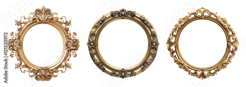 Elegant Vintage Picture Frames Set on Transparent Background