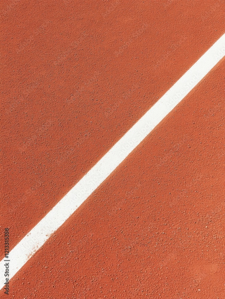 Minimalist white line on textured red clay tennis court Roland Garos sports background - minimalist editorial brand content for social media faceless digital marketing, website background, blog cover