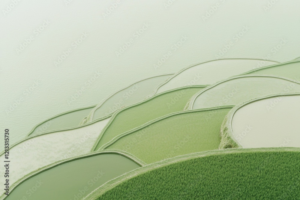 Abstract green and white landscape, nature-inspired design for branding and marketing - minimalist editorial brand content for social media faceless digital marketing, website background, blog cover
