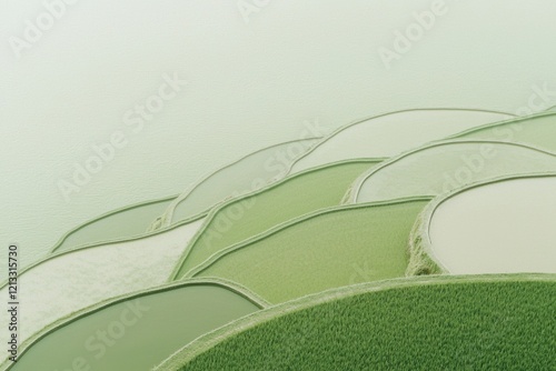 Obraz na płótnie Abstract green and white landscape, nature-inspired design for branding and marketing - minimalist editorial brand content for social media faceless digital marketing, website background, blog cover w salonie