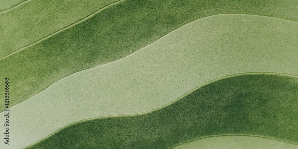 Organic curves in green fields, abstract nature-inspired design - minimalist editorial brand content for social media faceless digital marketing, website background, blog cover