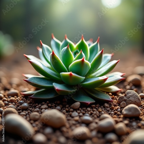 A small, fleshy plant with thick, waxy leaves