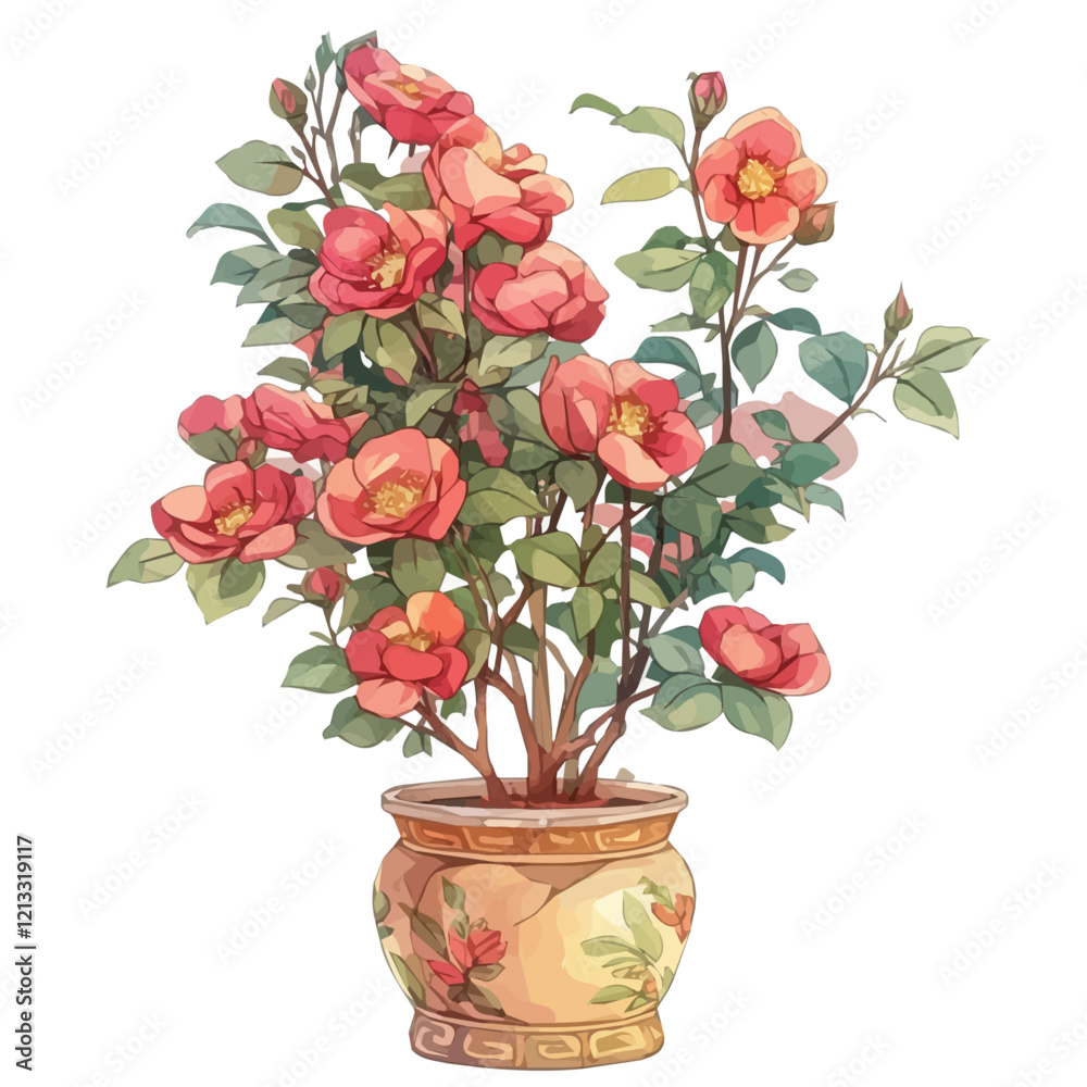 custom made wallpaper toronto digitalWood Rose Plant – A Beautiful and Detailed Vector Illustration in Watercolor Flat Style
