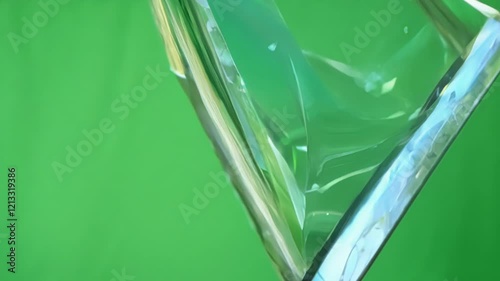 Irregular pieces of glass catching sunlight. Green screen chromakey.