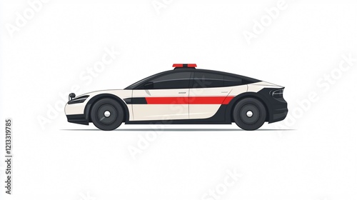 Police Car Side View Vector Illustration for Transport Vehicle Icon Usage