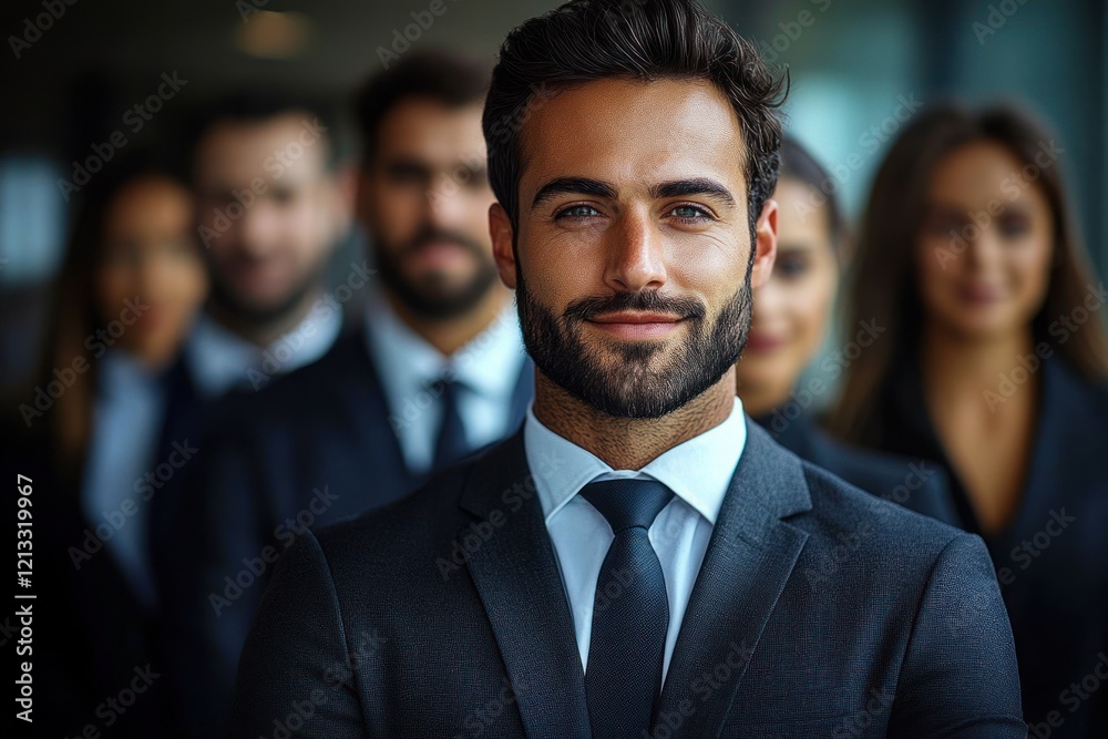 Indian Business Team Portrait with Professionals Standing Together in Corporate Setting Indian Business Team Portrait with Professionals Standing Together in Corporate Setting