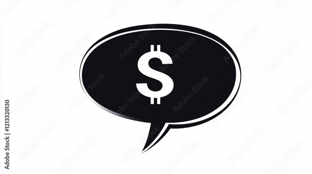 Silhouette Chat Bubble with Dollar Symbol: Money Insights and Communication Concept Silhouette Chat Bubble with Dollar Symbol: Money Insights and Communication Concept