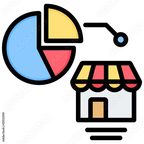 Market Share Outline Color Icon