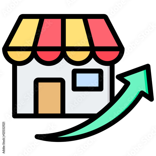 Market Growth Outline Color Icon