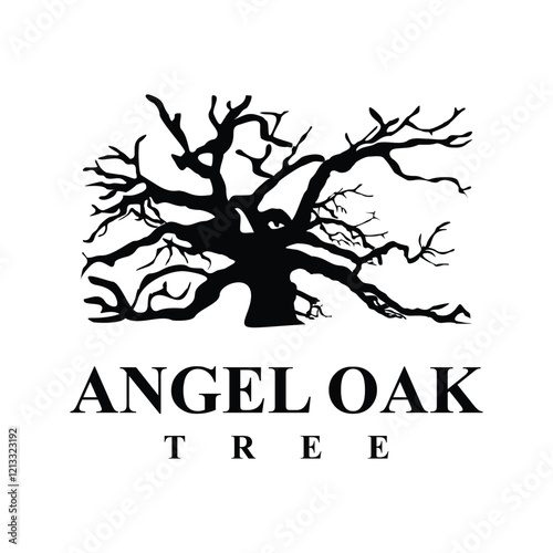 angel oak tree logo design vector