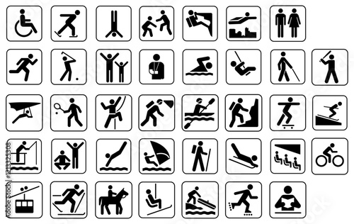 Diverse Sports Icons: A comprehensive collection of various sports icons, showcasing a variety of athletic activities