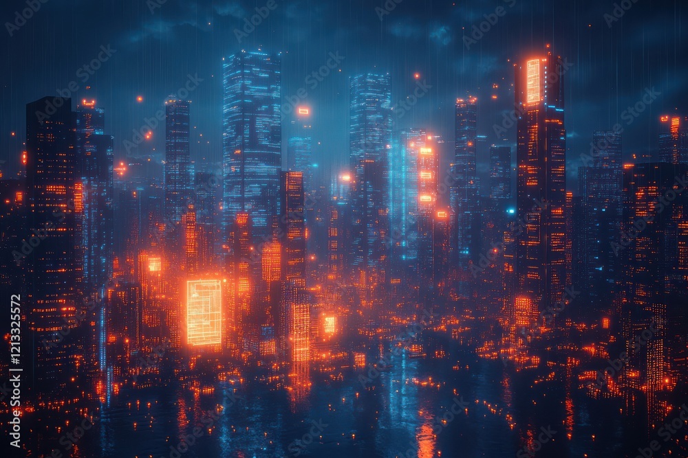 Fototapeta premium Upward-Trending Graph Arrows Showing Rising Real Estate Market with Digital Stock Chart Data