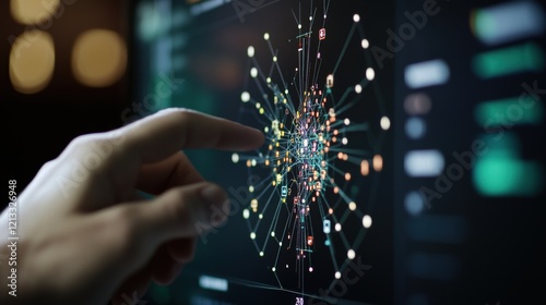 Wallpaper Mural Abstract Digital Visualization with Colorful Data Points Connected Through Lines Depicting Complex Interactions and Relationships in Modern Technology Interface Torontodigital.ca