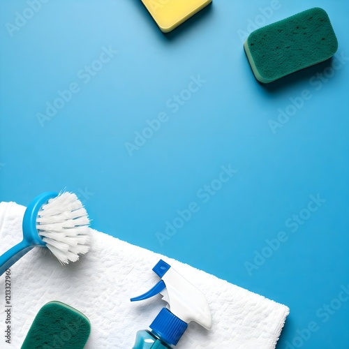 A cleaning sponge and brush designed for scrubbing and wiping surfaces, ideal for tackling dirt and grime in kitchens, bathrooms, and other spaces.

 photo