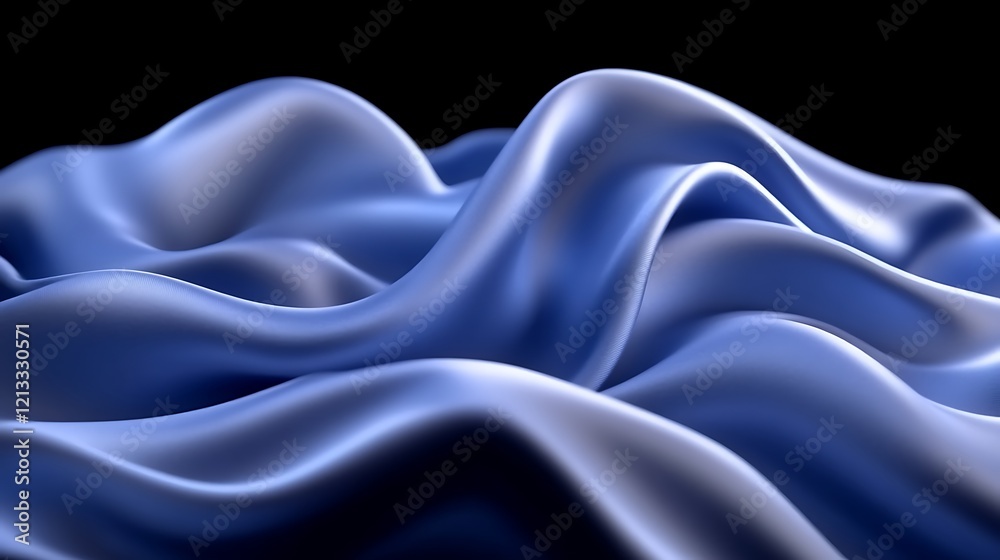 Obraz premium Abstract Blue Silk Draped Fabric Waves