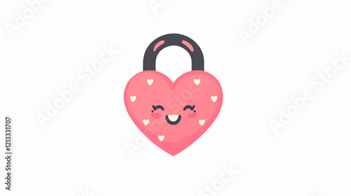 Kawaii Dotted Heart Padlock Character for Cuteness Enthusiasts