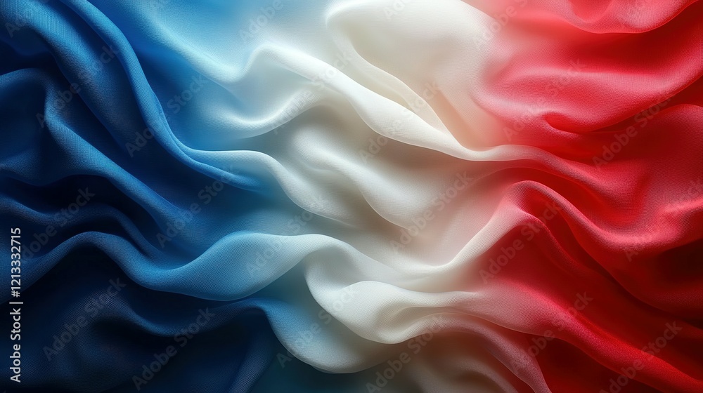 Obraz premium Blue White Red Fabric Draped Softly Background