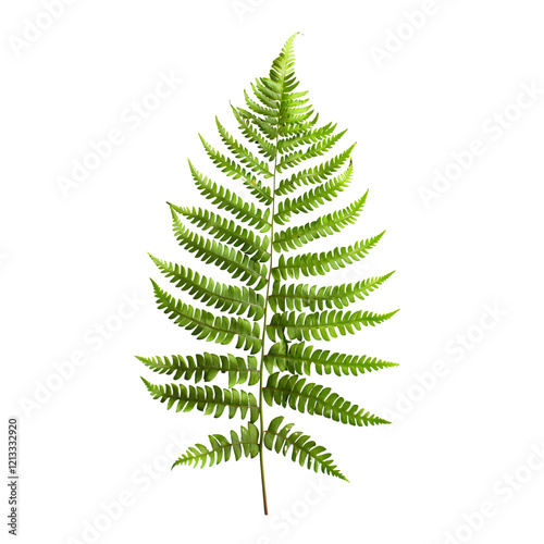 Detailed Boston fern leaf with lush green fronds on a transparent backdrop.