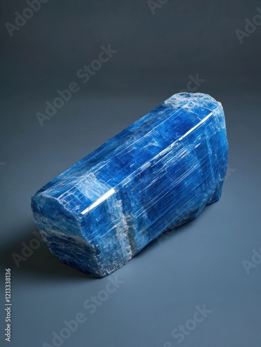 Vibrant blue kyanite with polished finish and natural striations photo