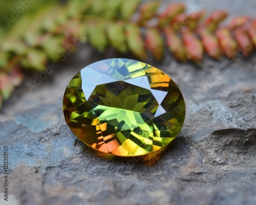 Springinspired ovalcut peridot in vibrant green and orange photo