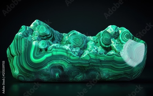 Vibrant malachite with natural banded patterns in realistic style photo