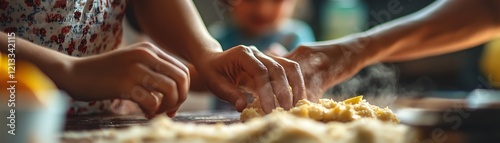 Close-up of Hands Kneading Dough with Steam Rising