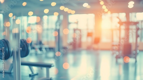 Blurred Gym Interior Showing Weights And Equipment photo