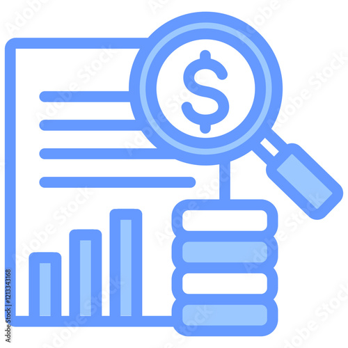 Sales Report Analysis Blue Icon