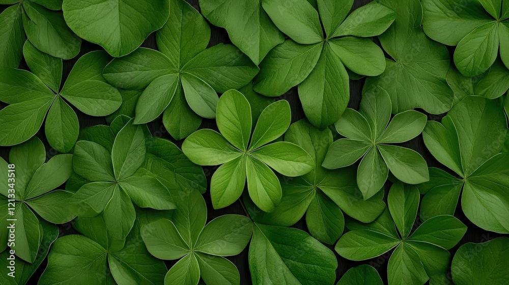 Green Leaf Pattern:  A captivating background of vibrant green leaves arranged in a symmetrical pattern. This natural texture exudes a sense of growth, vitality, and freshness.  