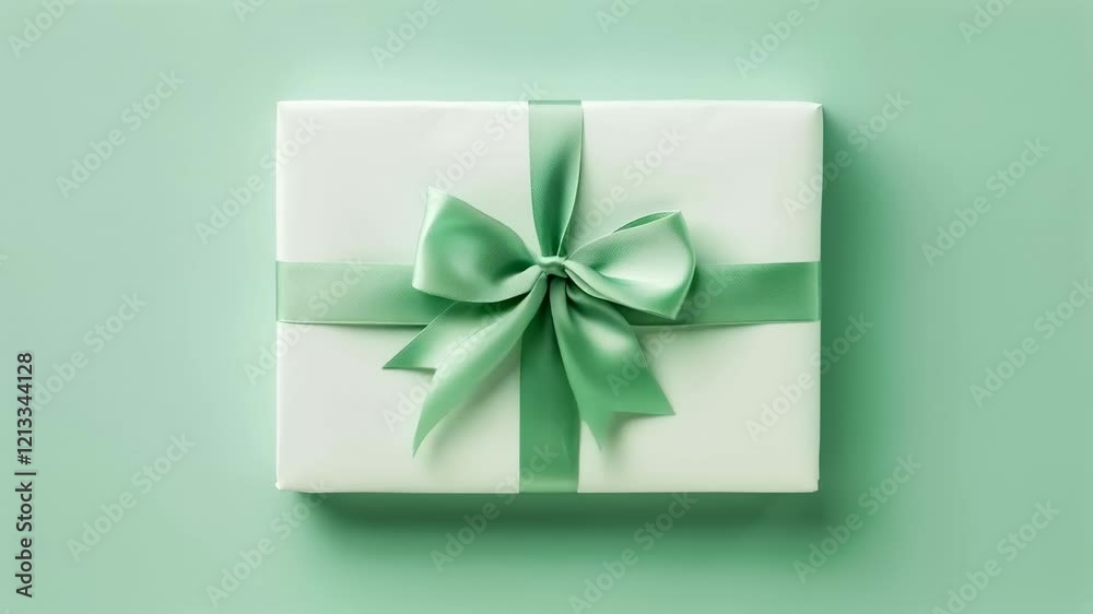 Charming Green Gift Box with Elegant Ribbon Bow for Celebrations