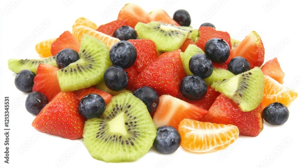 Obraz premium A refreshing fruit salad with a mix of ripe strawberries, blueberries, kiwi slices