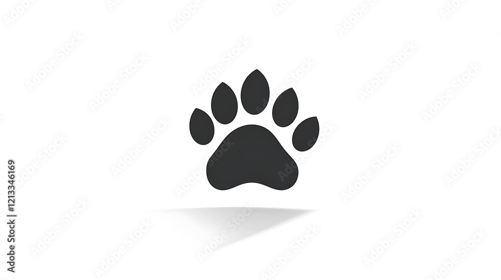 Dog paw icon on white background single clean design Dog paw icon on white background single clean design